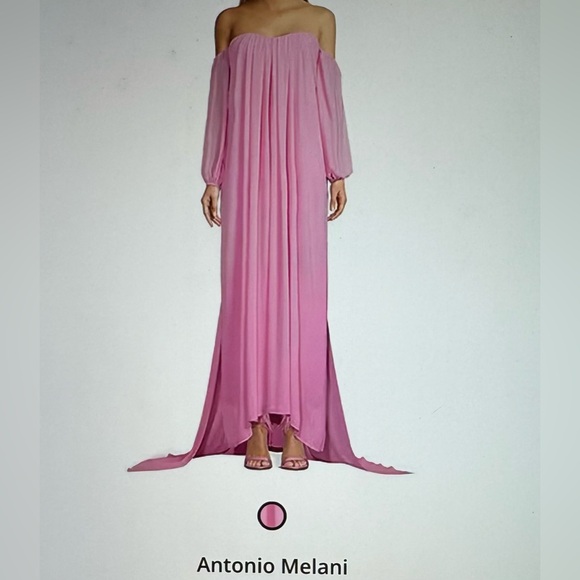 Antonio Melani Gown🩷Gorgeous Lily Crepe Chiffon Sweetheart Neckline Flowy Gown💕 - Picture 3 of 15
